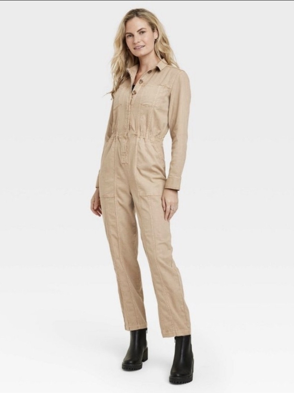 Women's Long Sleeve Button-Front Coveralls - Universal Thread™ Size 6